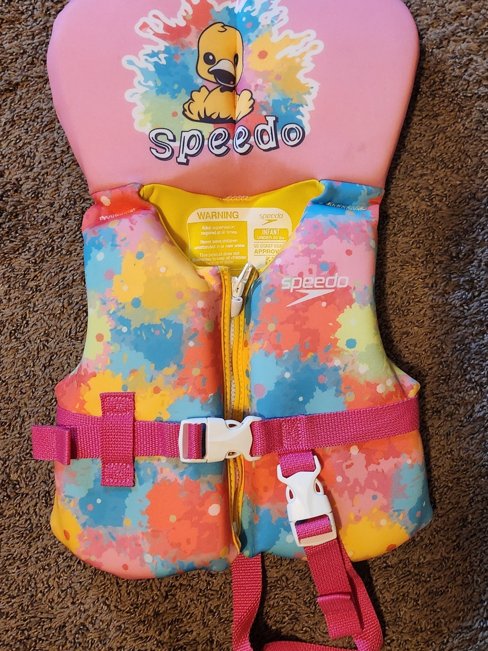 Speedo Kids Splash Print Life Jacket - Pink, Yellow, Blue
